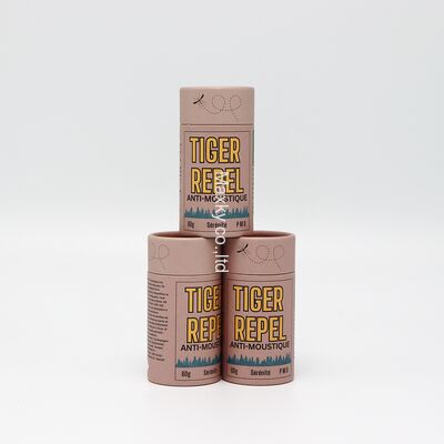 Biodegradable cardboard cylindrical push-pull lip balm container, suitable for cosmetics and perfume packaging.