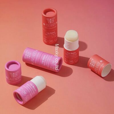 Customized fragrance deodorizing solid container rotating paper tube box, press-type lip balm stick packaging