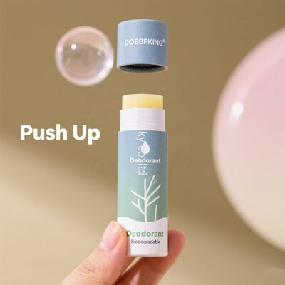 Antiperspirant and deodorant, pull-out packaging, refillable natural deodorant container