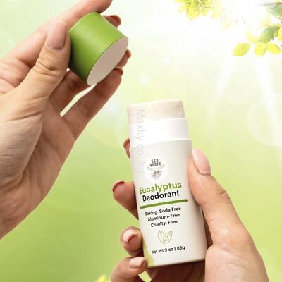 Empty biodegradable pump deodorant container, suitable for lipstick tubes.