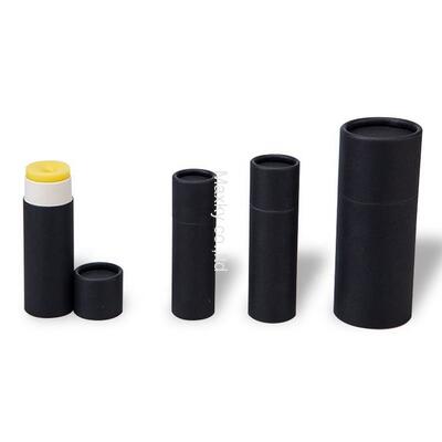 Reusable kraft paper tube lip balm container, cosmetic deodorant pump dispenser