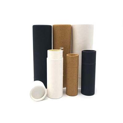 Reusable kraft paper tube lip balm container, cosmetic deodorant pump dispenser