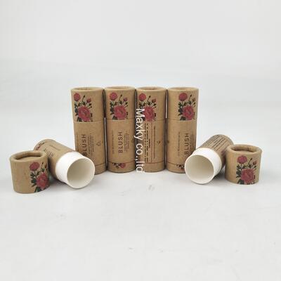 Kraft paper lip balm deodorant stick packaging with push-pull paper tube