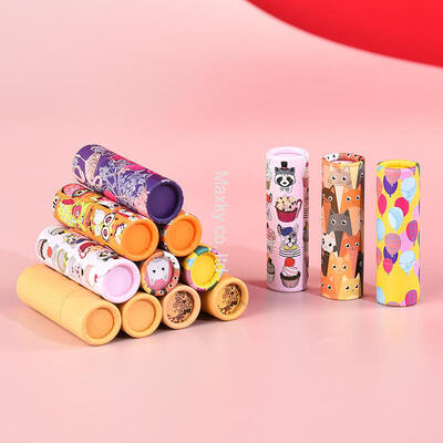 Kraft paper lip balm deodorant stick packaging with push-pull paper tube
