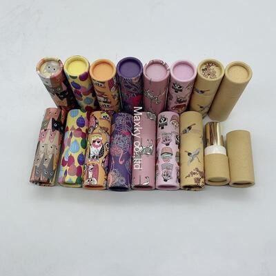 Multiple styles of recyclable lipstick packaging rotating paper tubes
