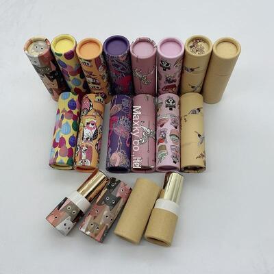 Multiple styles of recyclable lipstick packaging rotating paper tubes