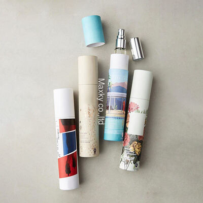 Essential oil cylindrical kraft paper tube packaging, round perfume box with custom logo.