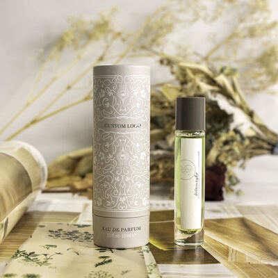 Essential oil cylindrical kraft paper tube packaging, round perfume box with custom logo.