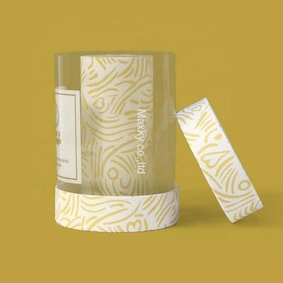 Soft, round PVC packaging box with cylindrical paper tubes, suitable for silk head scarves, headbands, and hair ties.