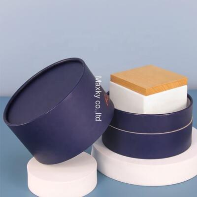 Hollow square unique candle jar luxury packaging tube blue gift round paper box container