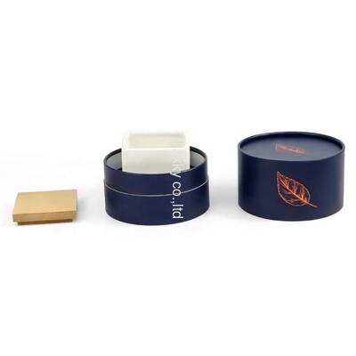 Hollow square unique candle jar luxury packaging tube blue gift round paper box container
