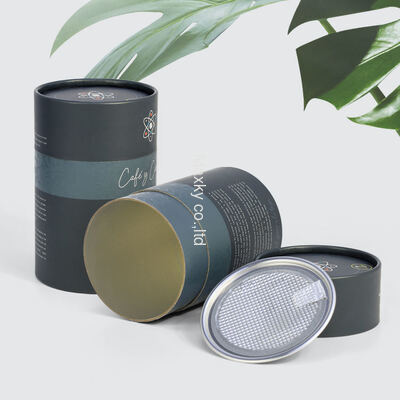 Moisture-proof cylindrical box, suitable for tea, coffee, and food, with aluminum foil lining and easy-to-tear lid.