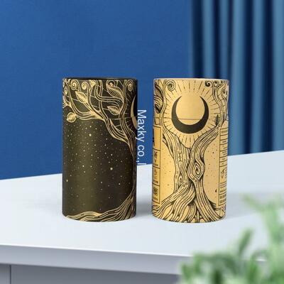 Recyclable cylindrical kraft paperboard tube packaging boxes, suitable for gift, tea, coffee and food packaging.