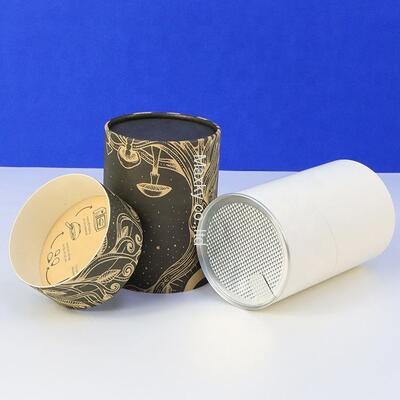 Recyclable cylindrical kraft paperboard tube packaging boxes, suitable for gift, tea, coffee and food packaging.
