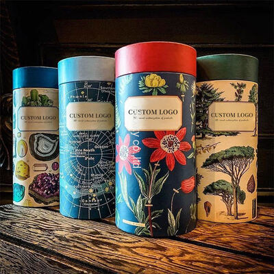 Biodegradable customizable logo cylindrical packaging box, suitable for children's toy puzzle gift packaging.