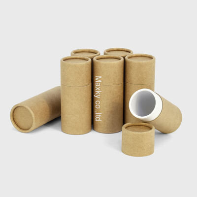 Recycled kraft paperboard tubes in white, brown, and black, custom logo printing available, for packaging.