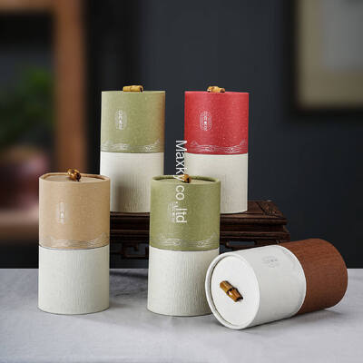 Deluxe biodegradable cylindrical packaging boxes suitable for coffee, tea, and loose tea; food-grade kraft paper tubes.