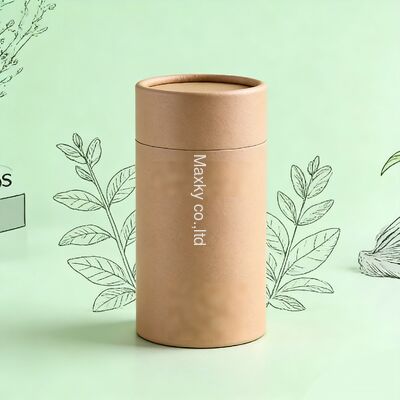 Eco-friendly paper tube packaging for cosmetics, custom printing available.