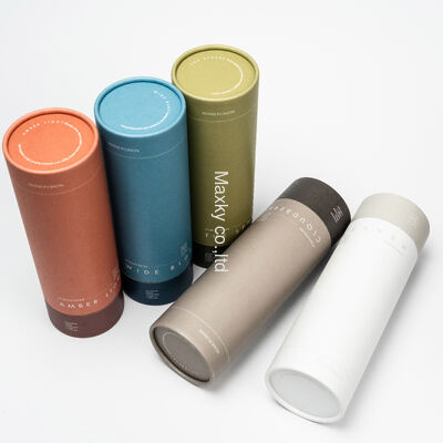 Eco-friendly cylindrical cardboard boxes, custom-made cardboard packaging kraft paper, printing available.