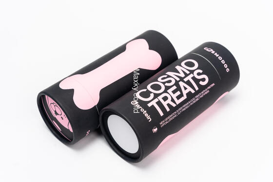 High-quality custom-made eco-friendly cylindrical paper cans with rolled edges, suitable for pet food.