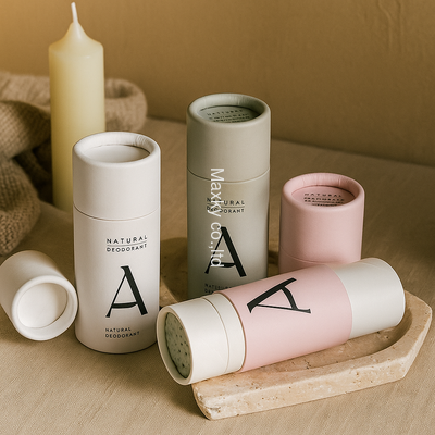 Customized eco-friendly kraft paper tubes, suitable for cosmetics, small lip balms, and skincare products.