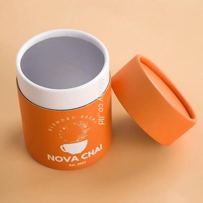 Custom-made cylindrical brown hollow kraft paper tube packaging, suitable for coffee.