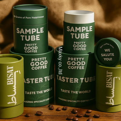 High-end tea, coffee bean, and candy cylindrical paper can packaging; environmentally friendly and biodegradable kraft paper tubes.