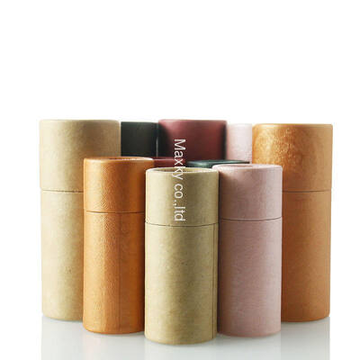 Luxury custom-made paper tubes, suitable for cosmetics and fragrance packaging, made from biodegradable recycled materials.