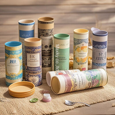 Custom hot stamping logo printed cardboard food and snack round paper cans