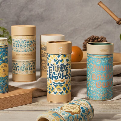 Custom hot stamping logo printed cardboard food and snack round paper cans