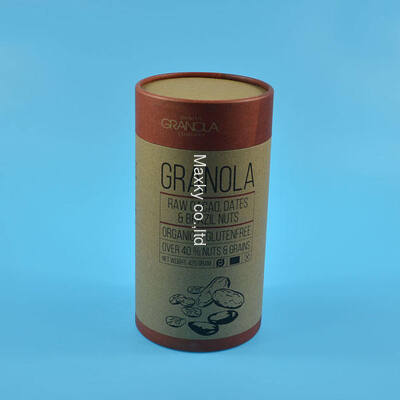 Custom logo natural kraft paper cans, biodegradable, environmentally friendly and recyclable, perfect for cereal snacks and gifts.