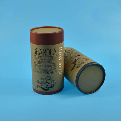 Custom logo natural kraft paper cans, biodegradable, environmentally friendly and recyclable, perfect for cereal snacks and gifts.