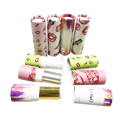 Gold push-type lip balm, eco-friendly design, 10ml, 6g, 7g paper tube packaging