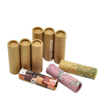 Custom  Mini Packaging Cardboard Lip Balm Tray Lipgloss 14g 15g 10ml Kraft Twist Paper Tube for Lip Oil Balm