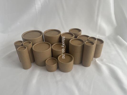 Environmentally friendly, reusable paper tube packaging, suitable for sunscreen and body lotion jar products.