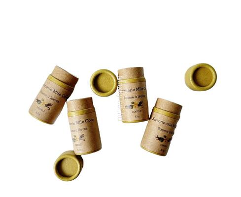 Customized round deodorant paper packaging, biodegradable lipstick tube, kraft paper cylinder