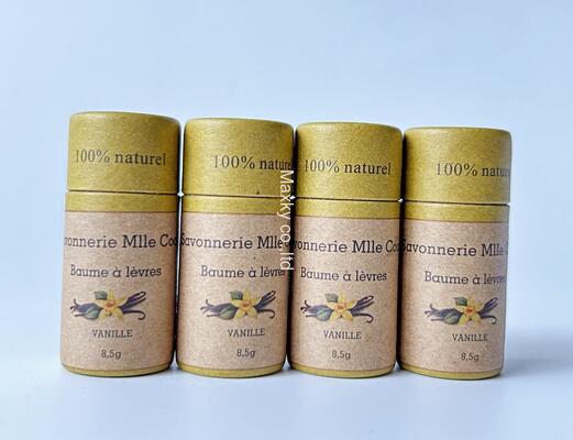 Customized round deodorant paper packaging, biodegradable lipstick tube, kraft paper cylinder