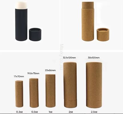 Cosmetic kraft paper packaging boxes, made of natural materials, are suitable for stick containers, lipsticks, and push-type lip balms.