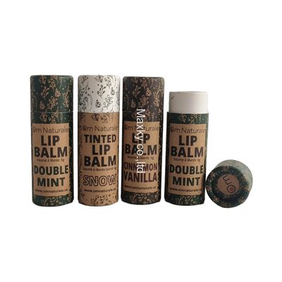 Custom-designed paper tubes suitable for packaging lip balm, cosmetics, and deodorants.