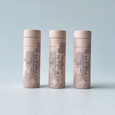 Biodegradable push-pull lip balm and deodorant tubes, push-pull cardboard cosmetic packaging cylinders