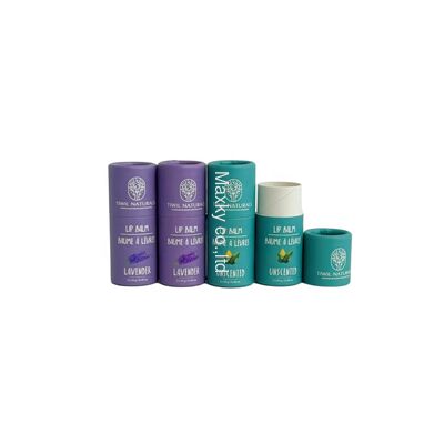 Wholesale eco-friendly custom cylindrical deodorant tubes, push-type lip balm paper tubes