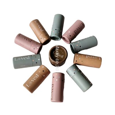 100% eco-friendly kraft paper lipstick tube, round, available in brown, pink and other colors, customizable.