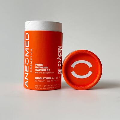 Biodegradable orange essential oil bottle packaging tubes, cardboard perfume and cosmetic paper tubes, custom tea paper tubes