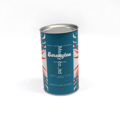 Wholesale cardboard tea and coffee cans/tubes, food packaging, with aluminum metal lids. Custom designs available.