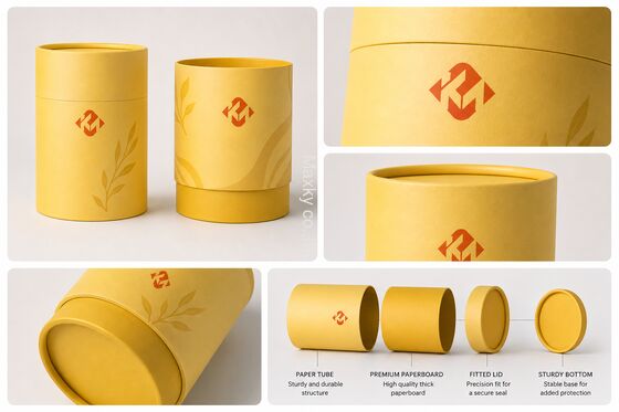 Biodegradable paper tube tea green packaging cylindrical food cardboard can, colors customizable.