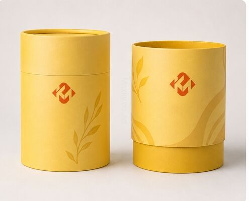 Biodegradable paper tube tea green packaging cylindrical food cardboard can, colors customizable.