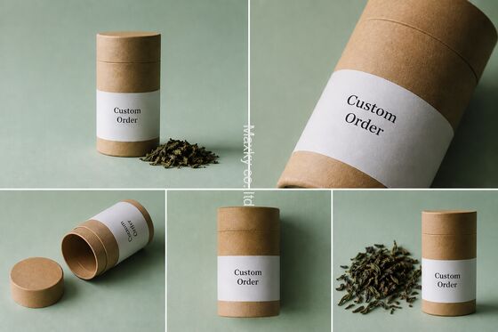 Recyclable Food-Grade Kraft Paper Tube  with Gold Print | Eco-Friendly Food Packaging