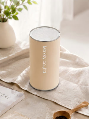 Customized cylindrical paper tubes for packaging biodegradable food products such as potato chips and nuts.