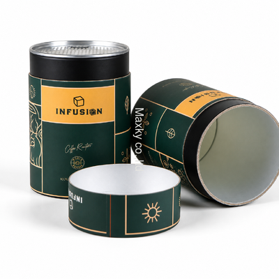 Round Paper Canister with Peel Off End for Coffee and Tea Packaging