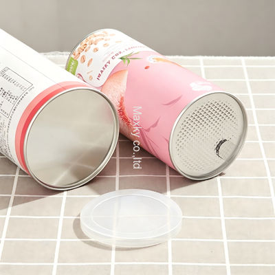 Eco-friendly airtight composite paper canister customized for oatmeal, rolled oats and assorted cereal storage.